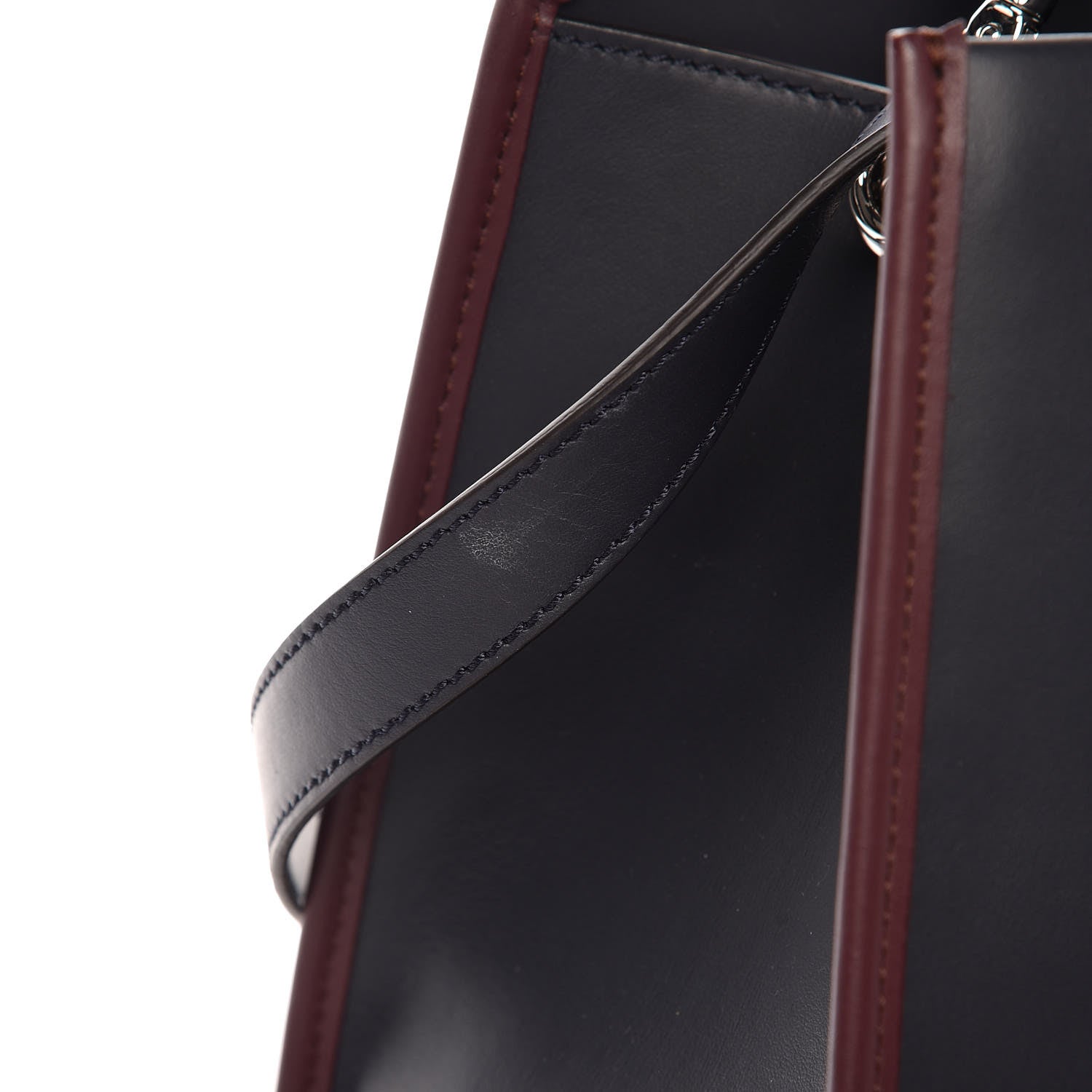 Fendi Vitello Century Opaco F is Fendi Bi-Color Regular Runaway Satchel Blue Notte Bordeaux 8 of 8
