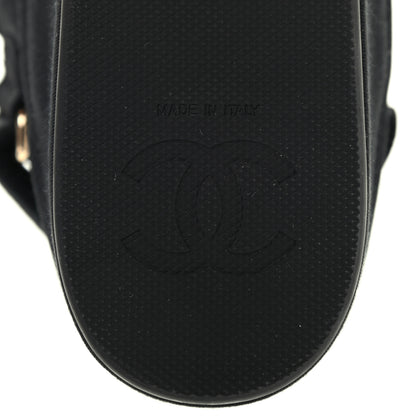 Chanel Grosgrain Crystal Logo Platform Sandals 38 Black 6 of 8