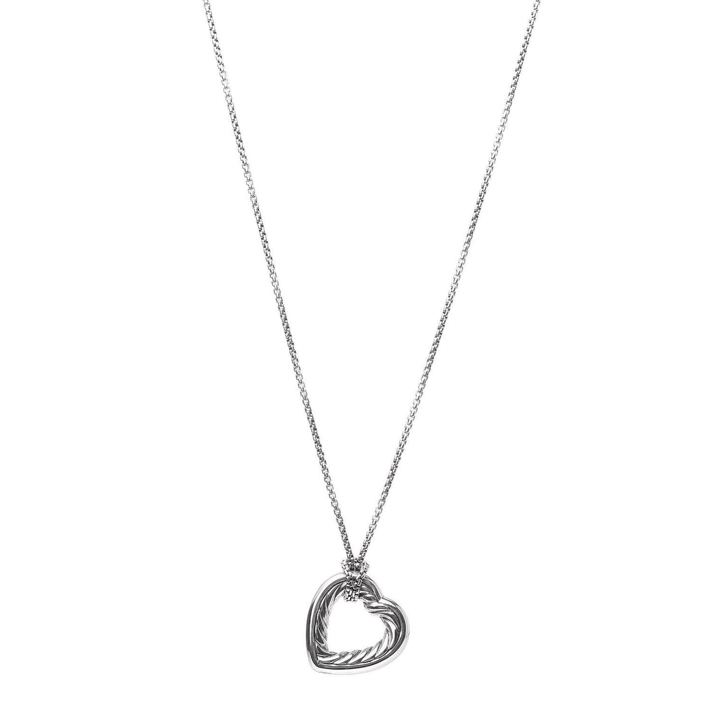 Sterling Silver 18K Yellow Gold Open Heart Cable Necklace
