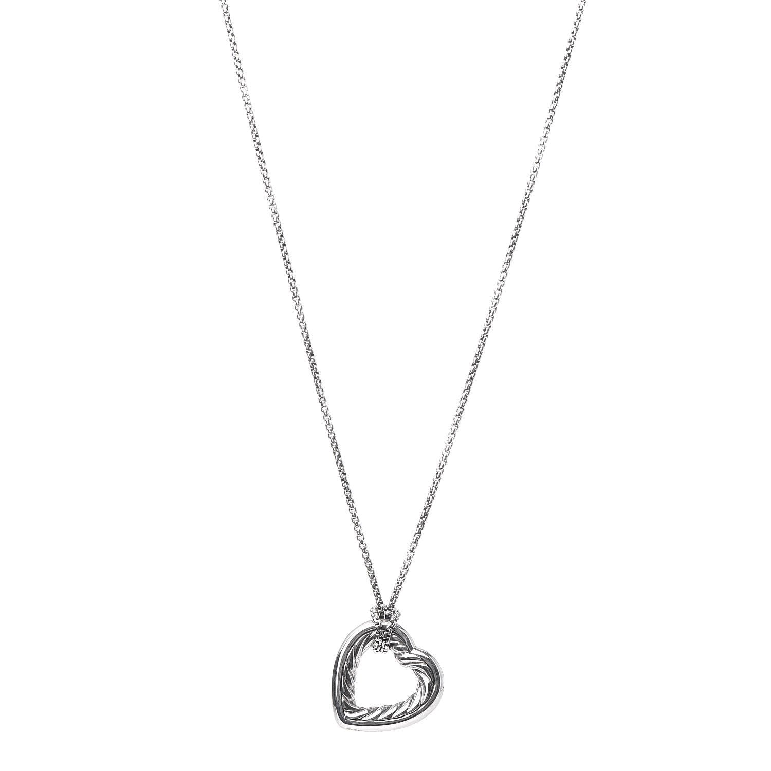 David Yurman Sterling Silver 18K Yellow Gold Open Heart Cable Necklace 1 of 5