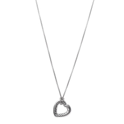 David Yurman Sterling Silver 18K Yellow Gold Open Heart Cable Necklace 1 of 5