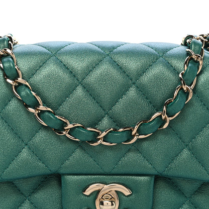 Chanel Iridescent Lambskin Quilted Mini Rectangular Flap Green 8 of 10