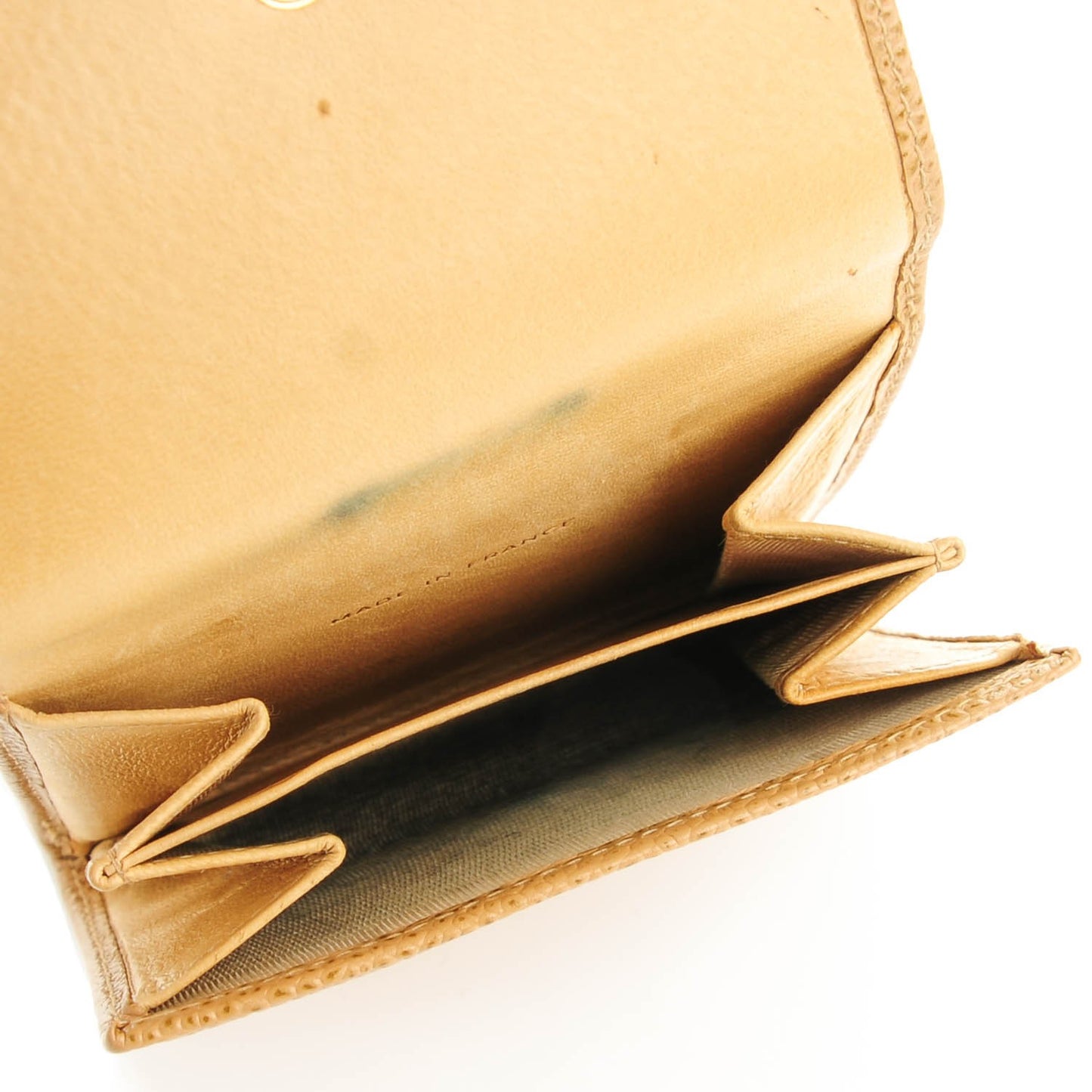 Caviar Timeless CC Compact French Wallet Beige