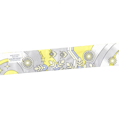 Hermes Silk La Source de Pegase Twilly Jaune Vif Gris Perle 3 of 4