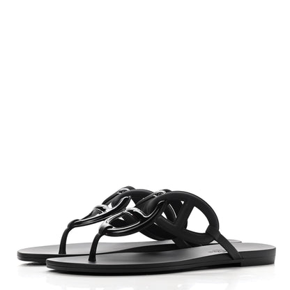 Hermes Rubber Womens Egerie Sandals 37 Black 3 of 9