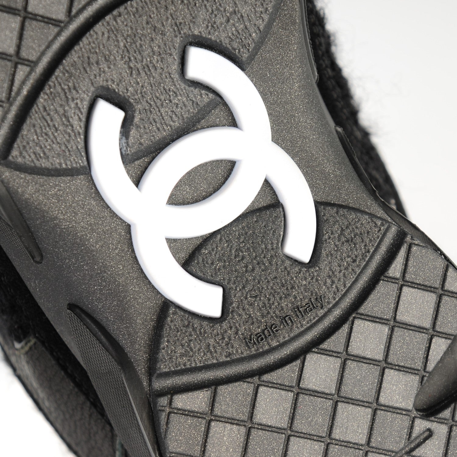 Chanel Suede Tweed Goatskin CC Sneakers 35 Black 6 of 7
