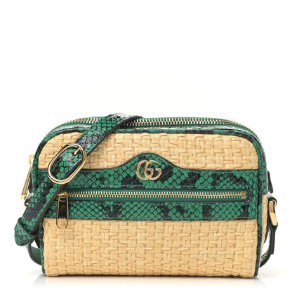 Gucci Raffia Elaphe Mini Ophidia Shoulder Bag Natural New Shamarock 1 of 5