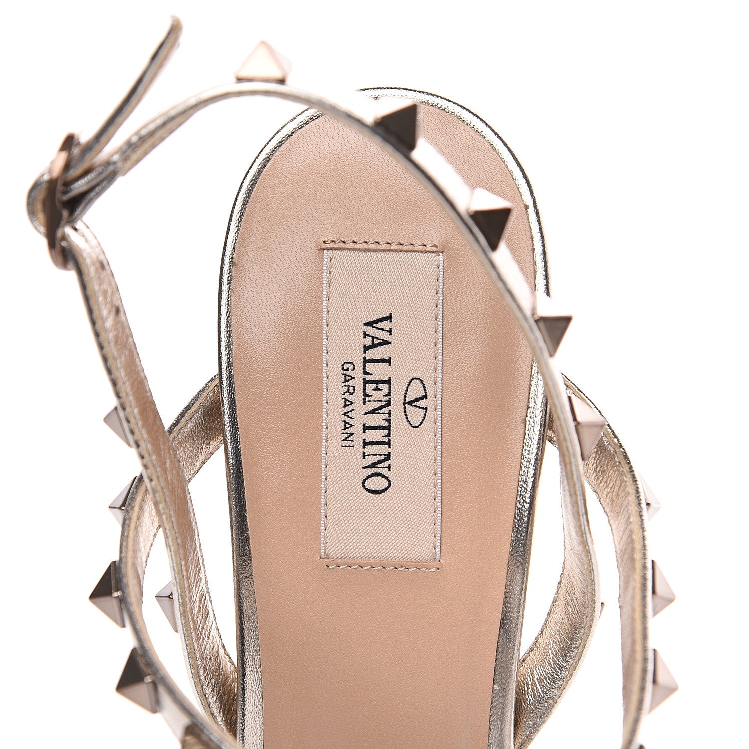 Valentino Garavani Metallic Nappa Rockstud T-Strap Slingback 85mm Sandals 40 Skin 7 of 8