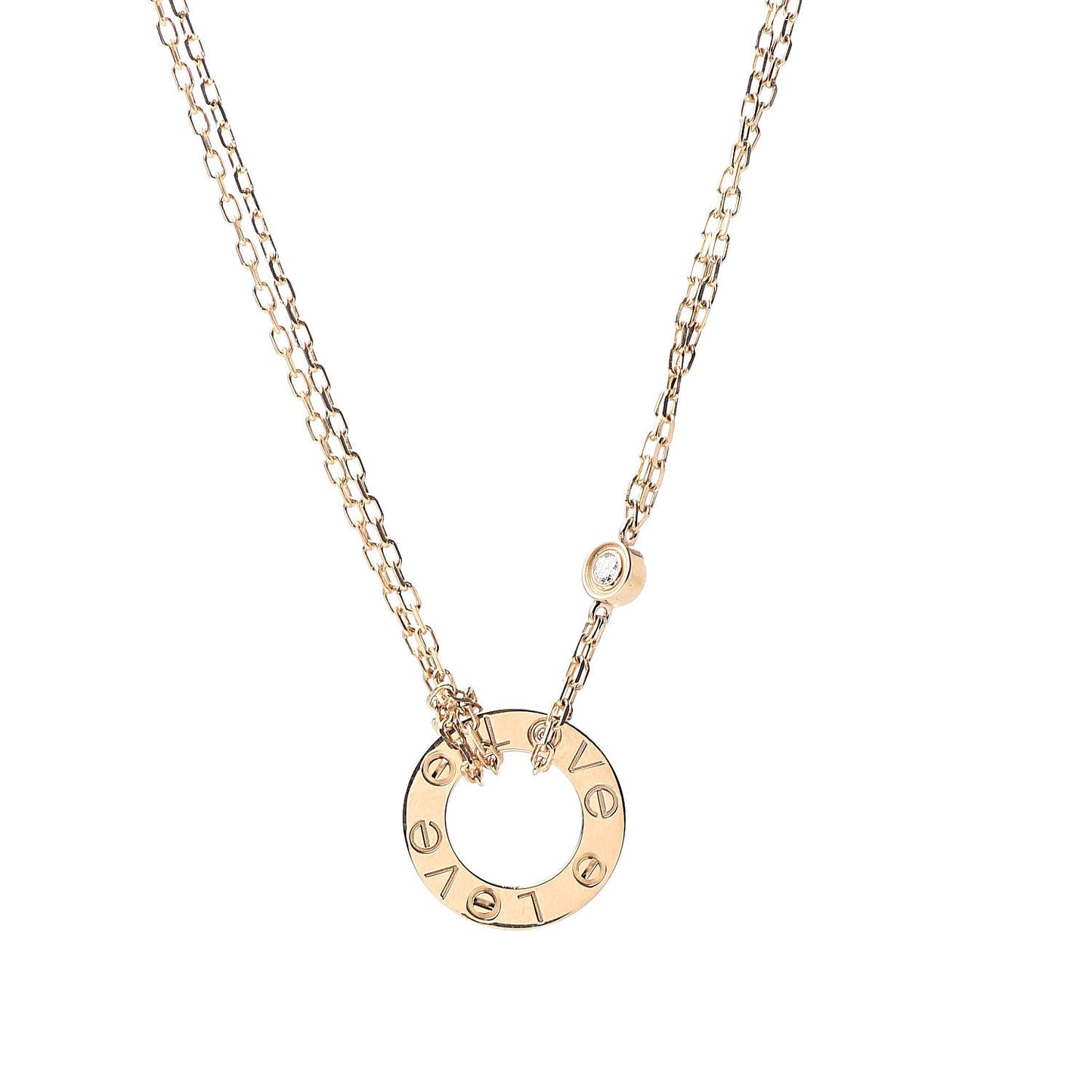 18K Yellow Gold 2 Diamond LOVE Necklace