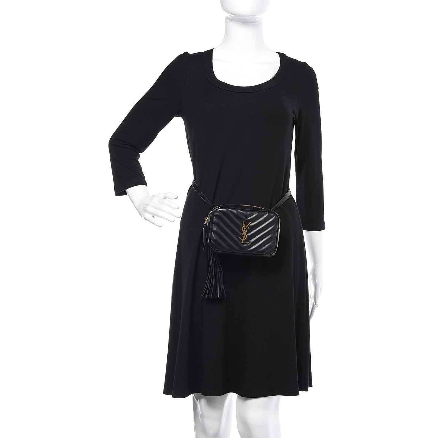 Calfskin Matelasse Monogram Lou Belt Bag Black