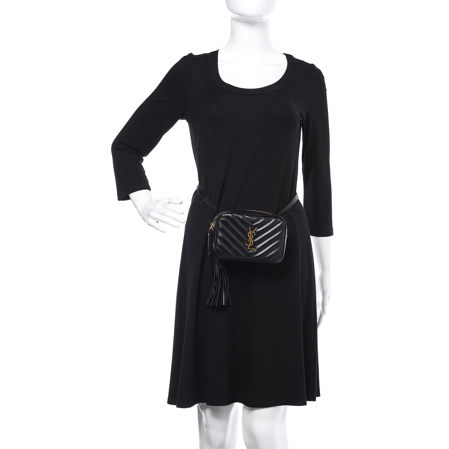 Saint Laurent Calfskin Matelasse Monogram Lou Belt Bag Black 2 of 9