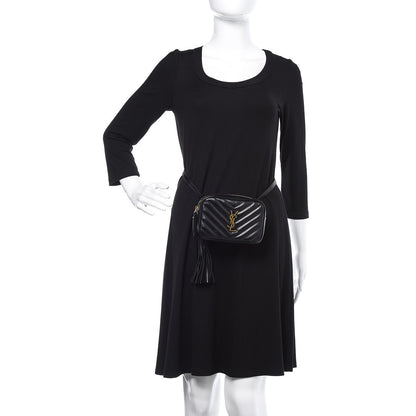 Saint Laurent Calfskin Matelasse Monogram Lou Belt Bag Black 2 of 9