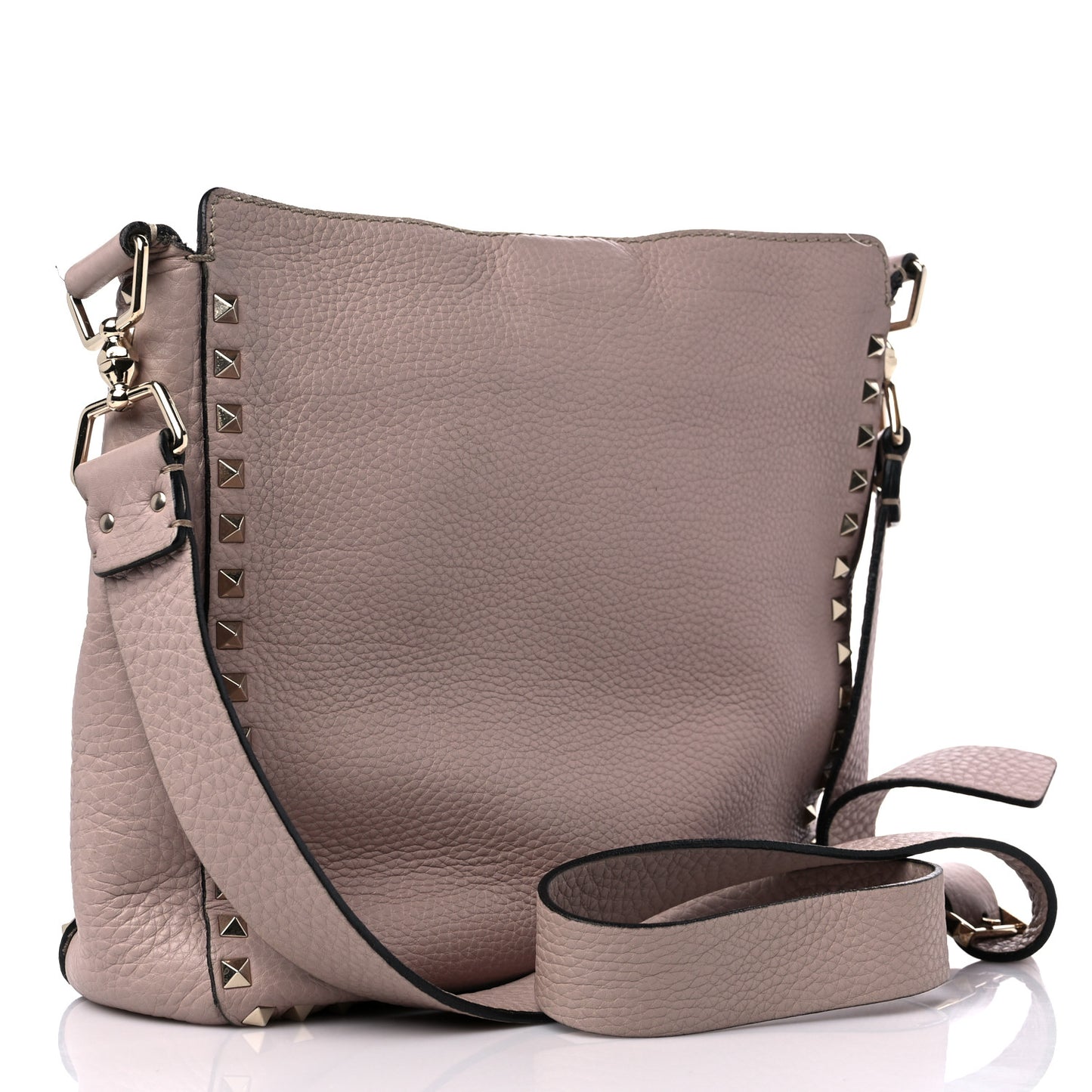 Pebbled Calfskin Small Rockstud Flip-Lock Messenger Bag Water Rose
