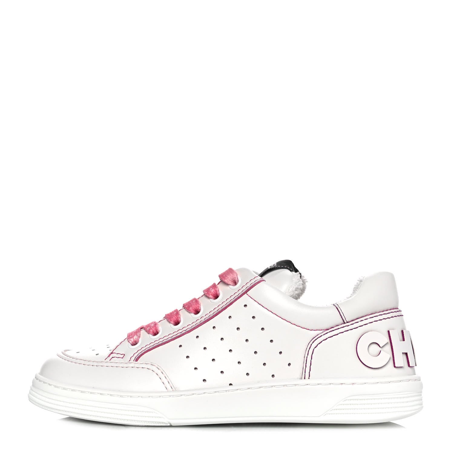Chanel Calfskin Womens Logo Sneakers 36 White Pink 1 of 10