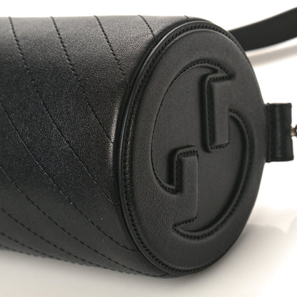 Gucci Sakai Be Green Calfskin Diagonal Stitched Mini Blondie Barrel Shoulder Bag Black 9 of 10