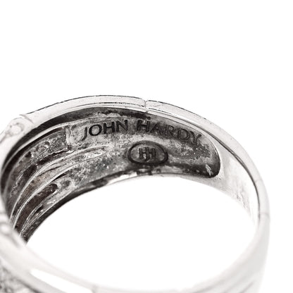 John Hardy Sterling Silver Diamond Bamboo Multi Row Ring 57 8 4 of 4