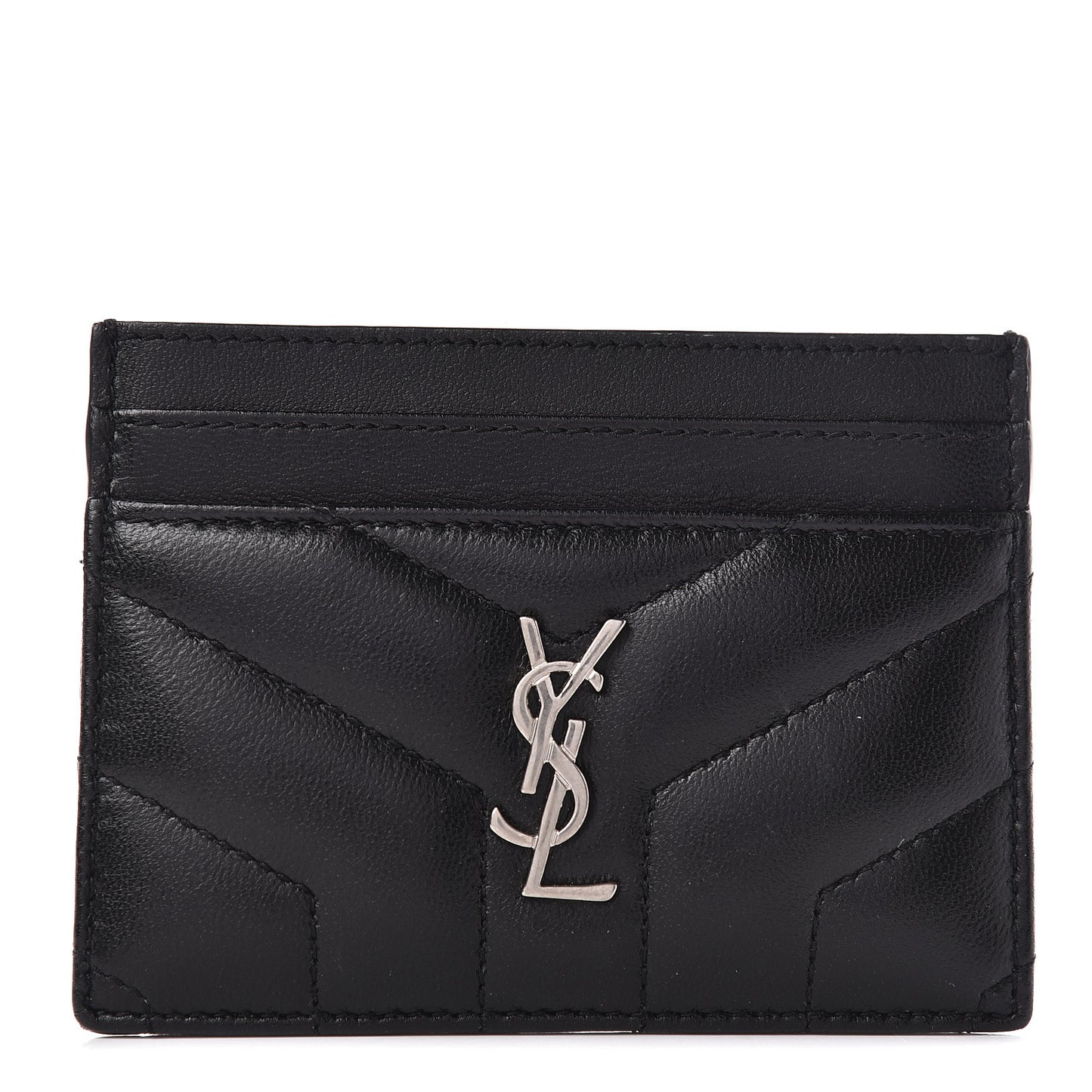 Calfskin Y Quilted Monogram LouLou Credit Card Case Black
