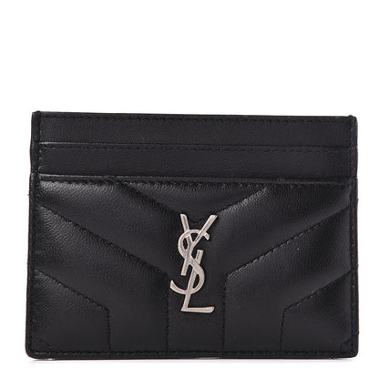 Saint Laurent Calfskin Y Quilted Monogram LouLou Credit Card Case Black 1 of 8