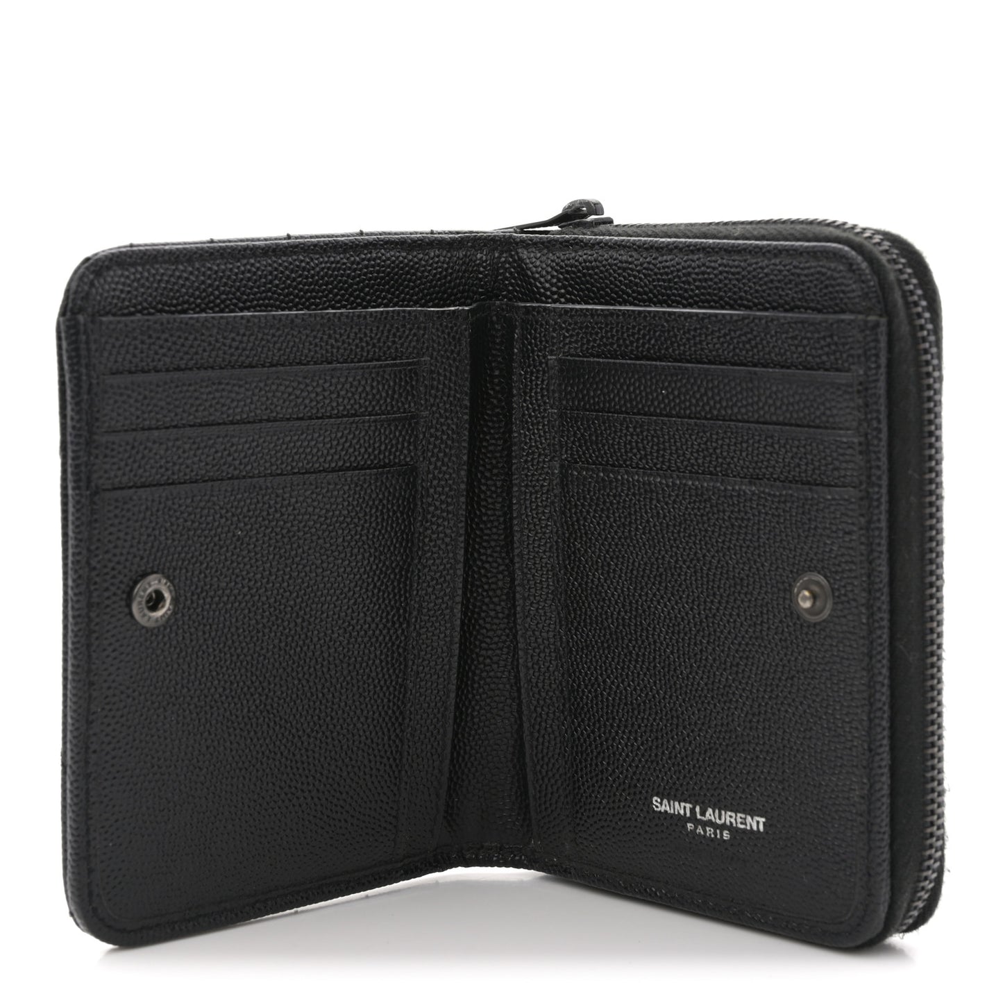 Grain De Poudre Matelasse Chevron Monogram Monochrome Compact Zip Around Wallet Black