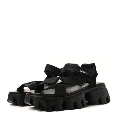 Prada Rubber Nylon Velcro Womens Cloudbust Thunder 50mm Sandals 38.5 Black 3 of 9