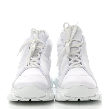 Prada Re-Nylon Gabardine Rubber Triangle Logo Quilted Womens Rush Piuma 50mm Mid Sneakers 39.5 White 2 of 9