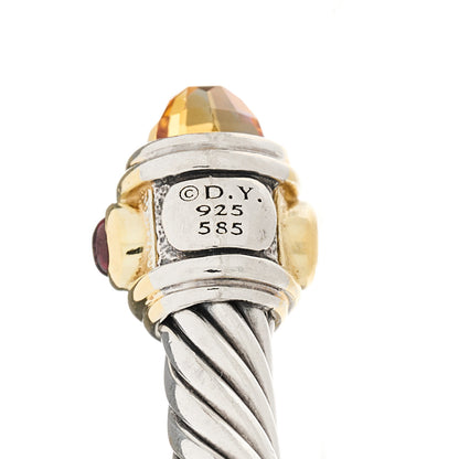 David Yurman Sterling Silver 14K Yellow Gold 5mm Citrine Garnet Cable Renaissance Bracelet 3 of 3