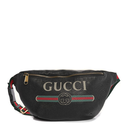 Gucci Grained Calfskin Logo Belt Bag Black 1 of 10
