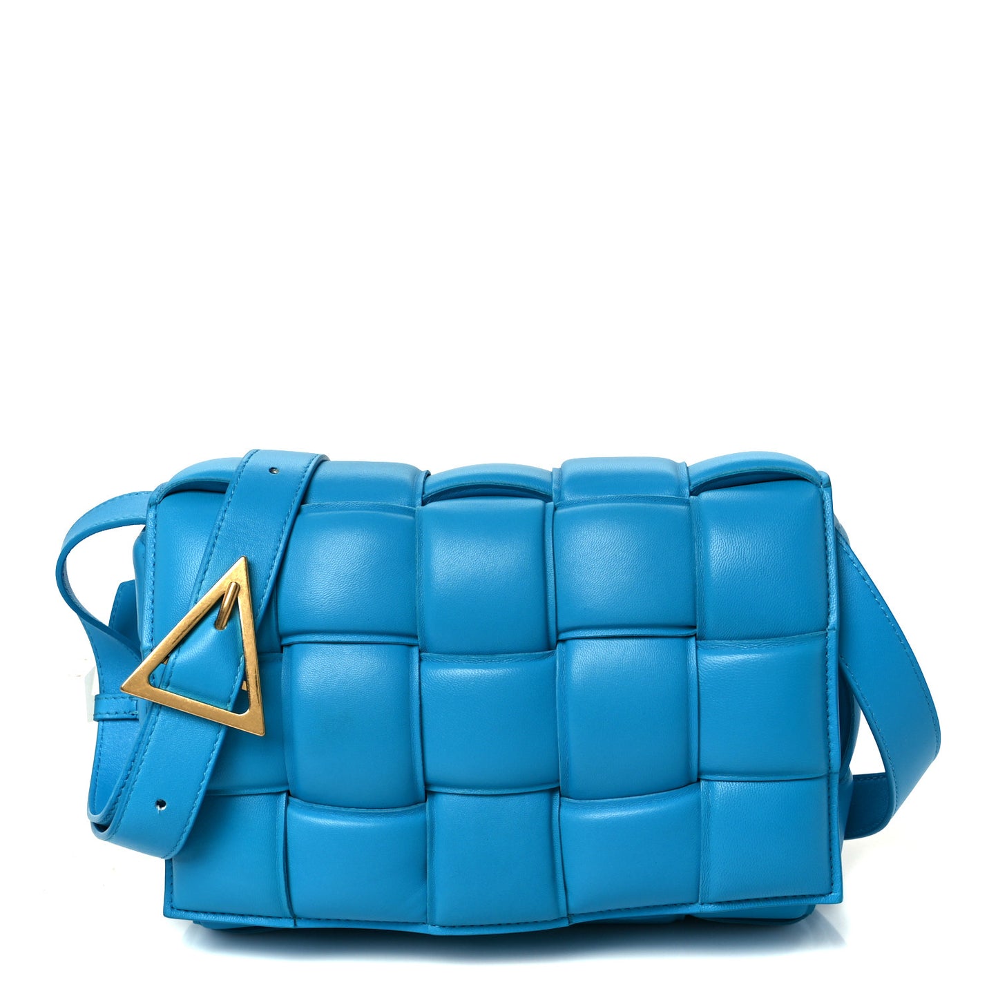 Nappa Maxi Intreccio Small Padded Cassette Crossbody Bag Pool