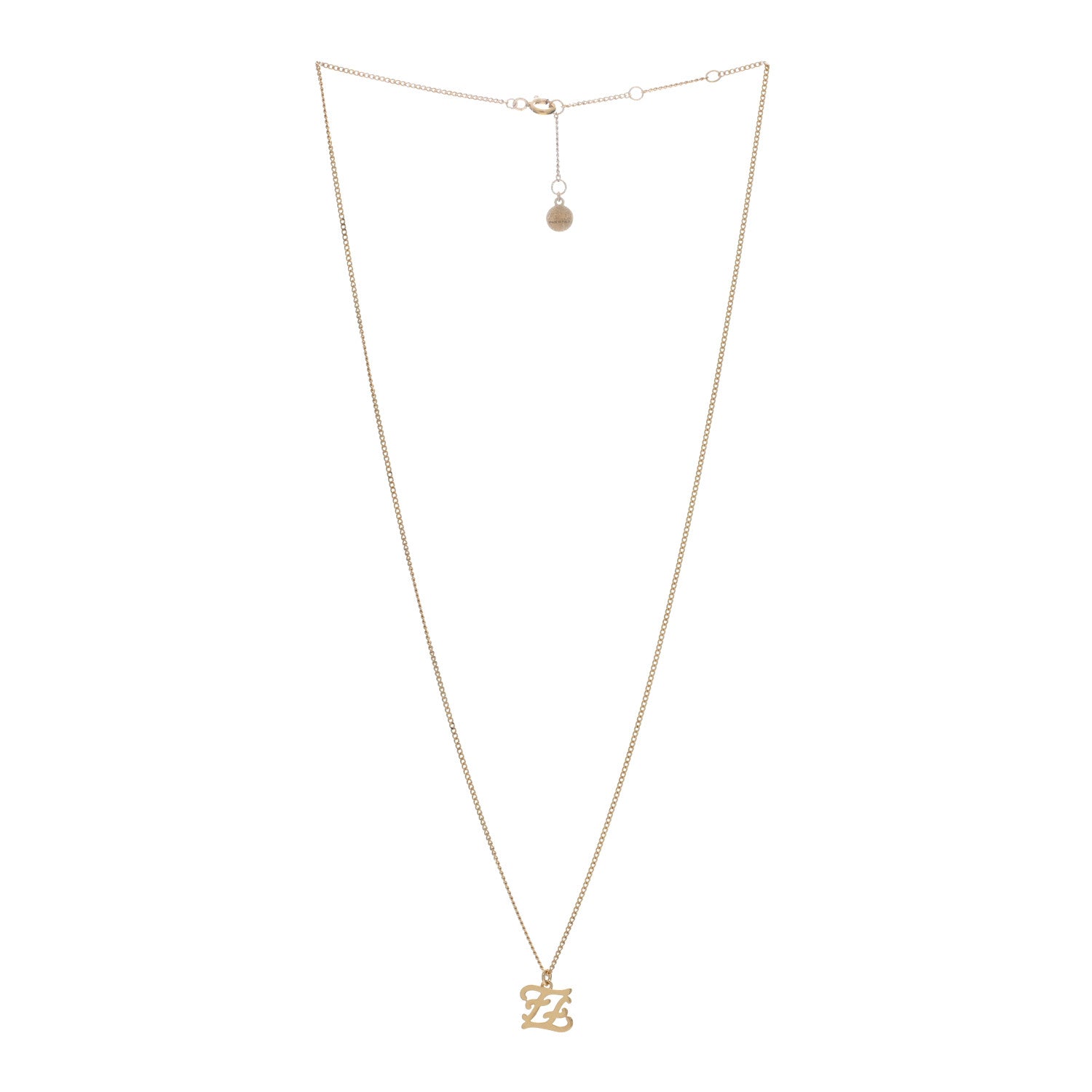 Fendi Metal Karligraphy Necklace Gold 2 of 4