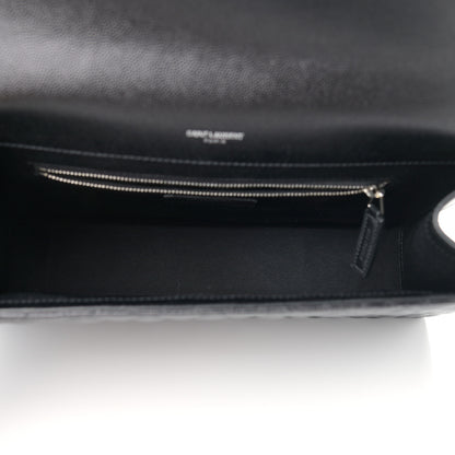Saint Laurent Calfskin Mixed Matelasse Triquilt Large Monogram Satchel Black 4 of 9