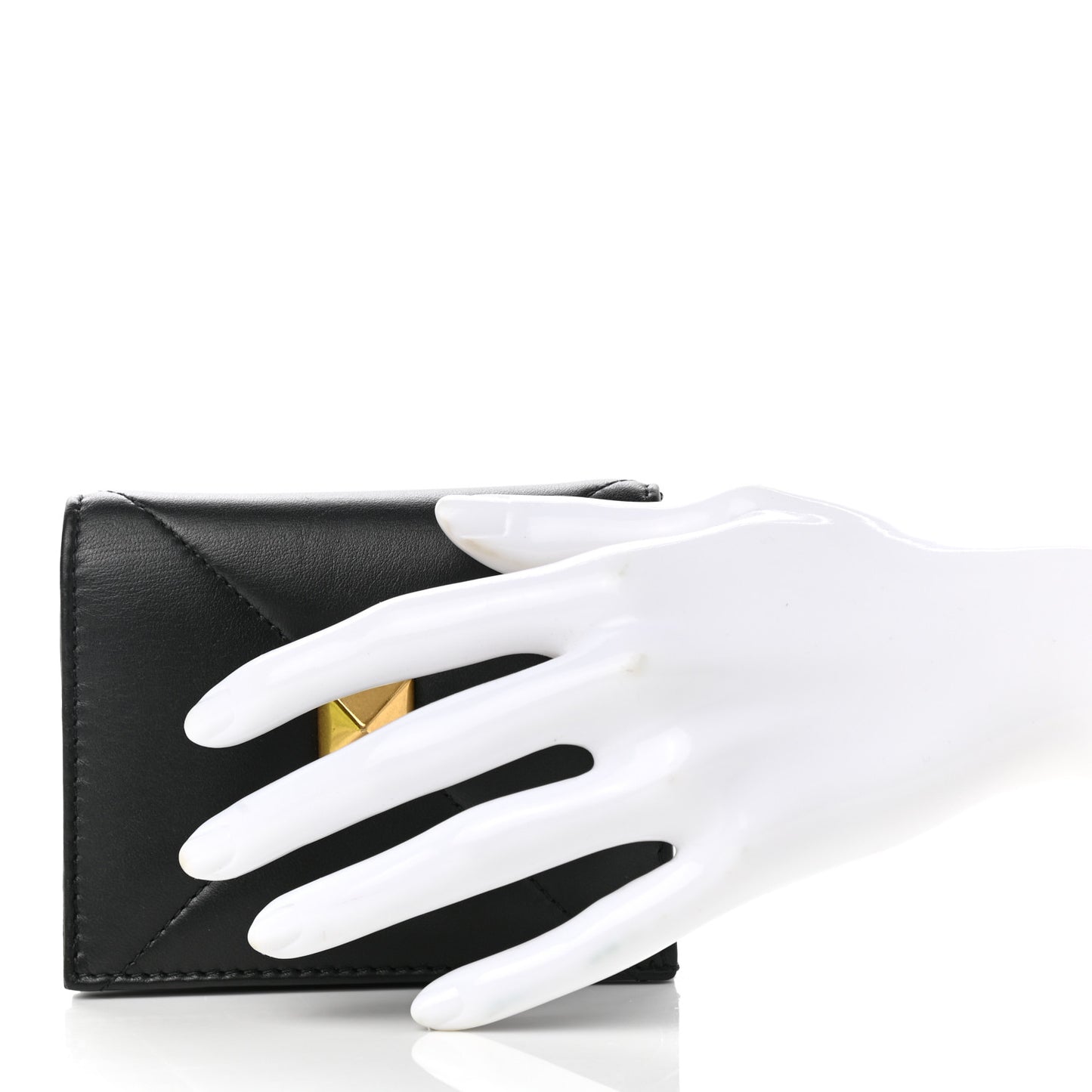 Nappa Roman Stud Small Flap Wallet Black