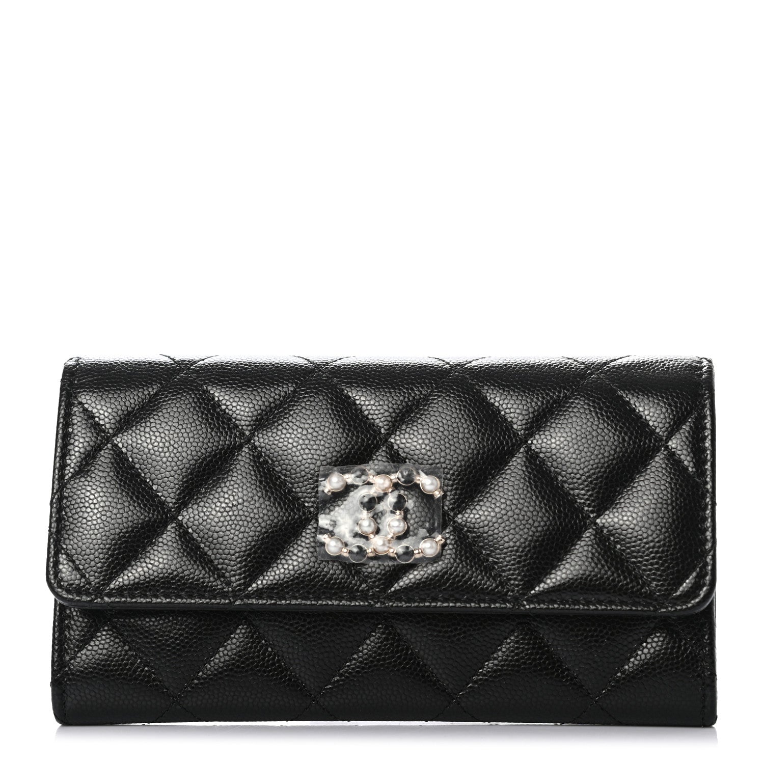 Chanel Caviar Quilted Pearl Coco Candy Wallet Black 1 of 9