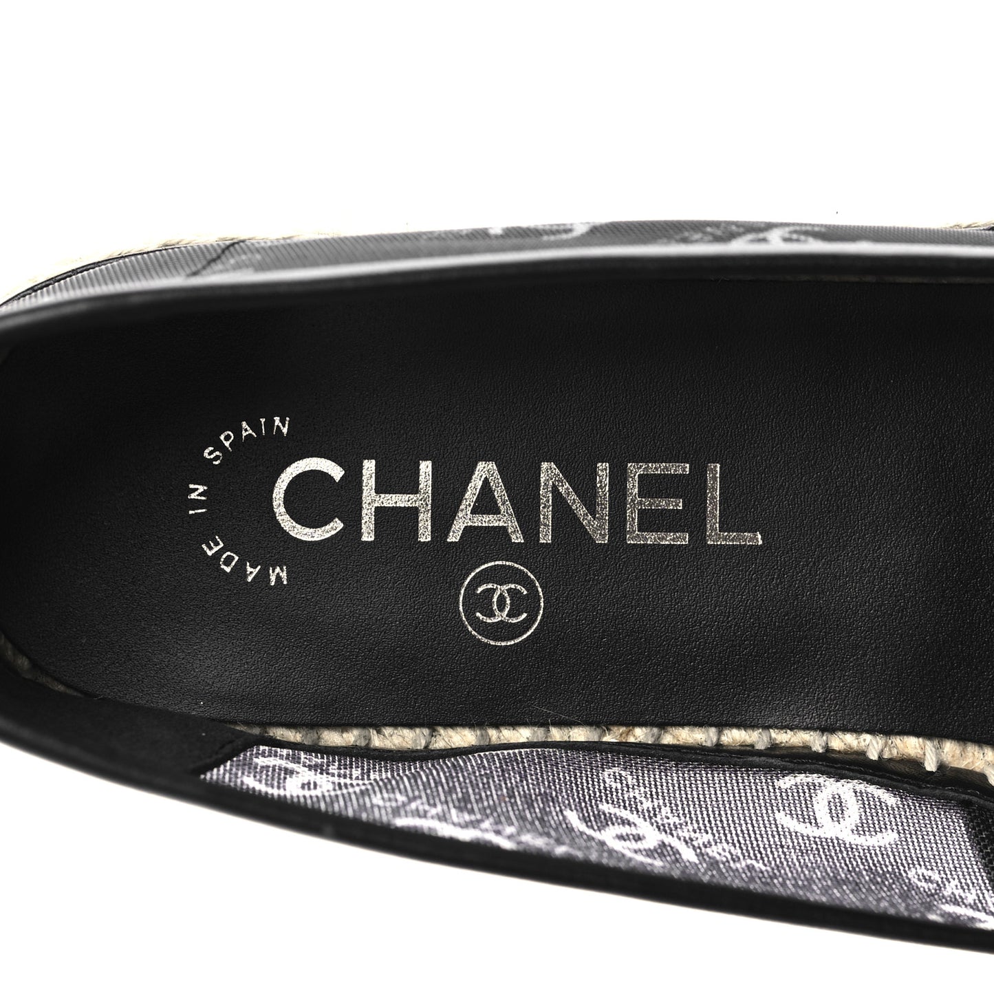 Mesh Grosgrain CC Espadrilles 40 Black White