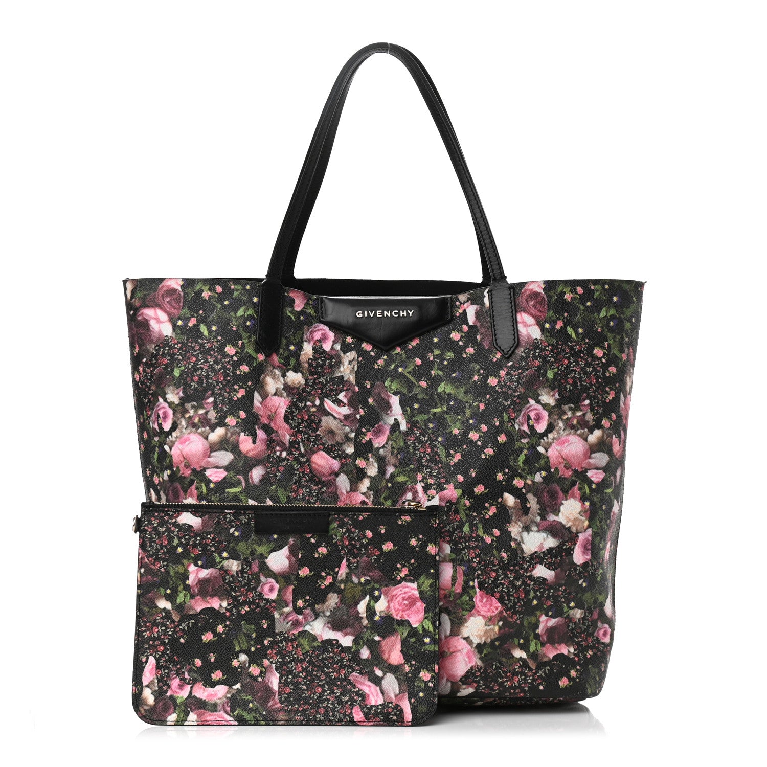 Givenchy Textured Coated Canvas Roses Camouflage Print Medium Antigona Tote Black 1 of 10
