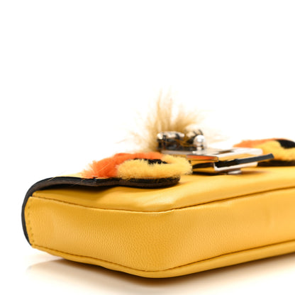 Fendi Nappa Rabbit Fox Fur Micro Buggie Baguette Sunflower 9 of 10