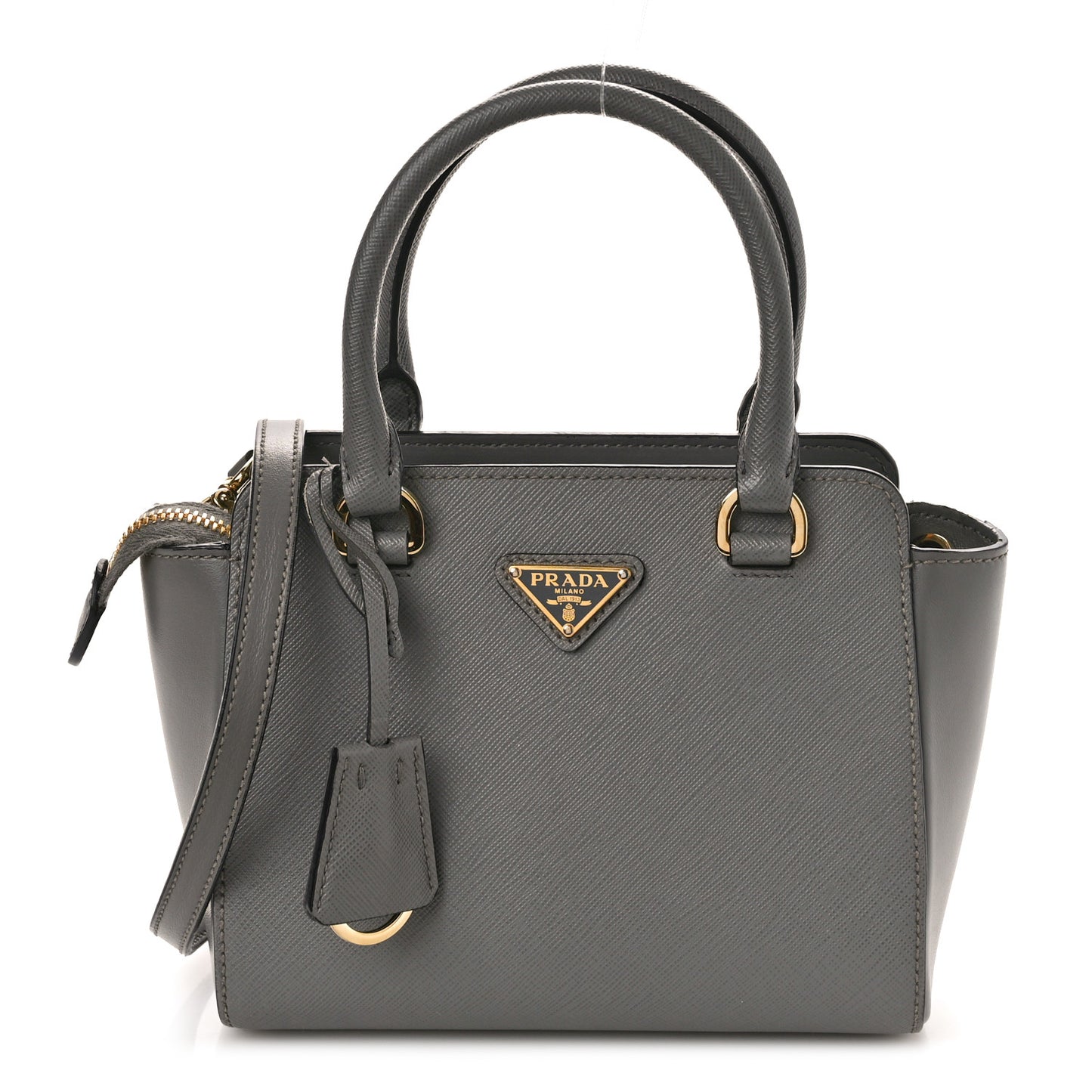 Saffiano Soft Calfskin Mini Zippered Tote Marmo
