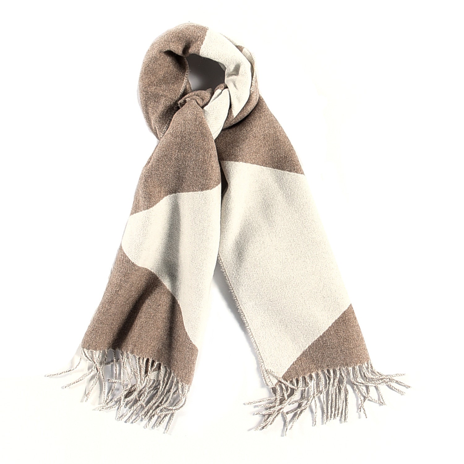 Hermes Cashmere Casaque Zig Zag Muffler Etoupe Ivory 1 of 3