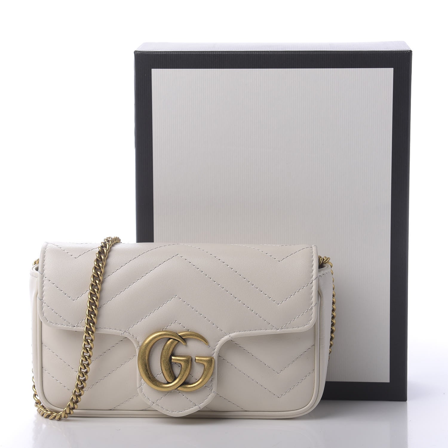 Gucci Calfskin Matelasse Super Mini GG Marmont Shoulder Bag White 11 of 11