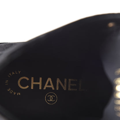 Chanel Velvet CC Lace Up Boots 36.5 Black 6 of 9
