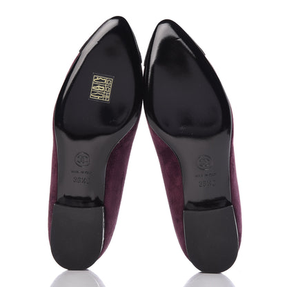 Chanel Suede Cap Toe Moccasin Loafers 36.5 Burgundy Black 5 of 11