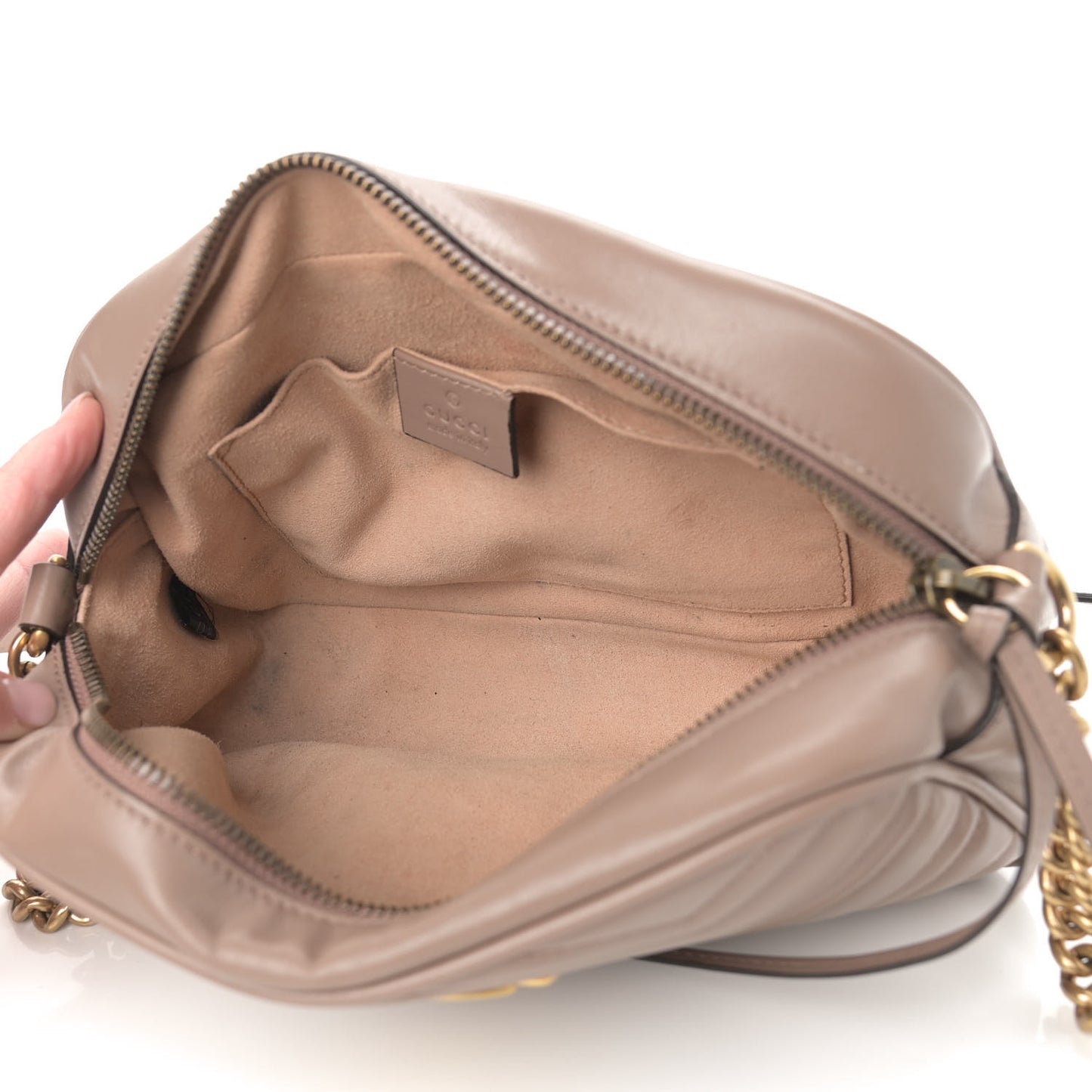 Calfskin Matelasse Small GG Marmont Chain Shoulder Bag Porcelain Rose