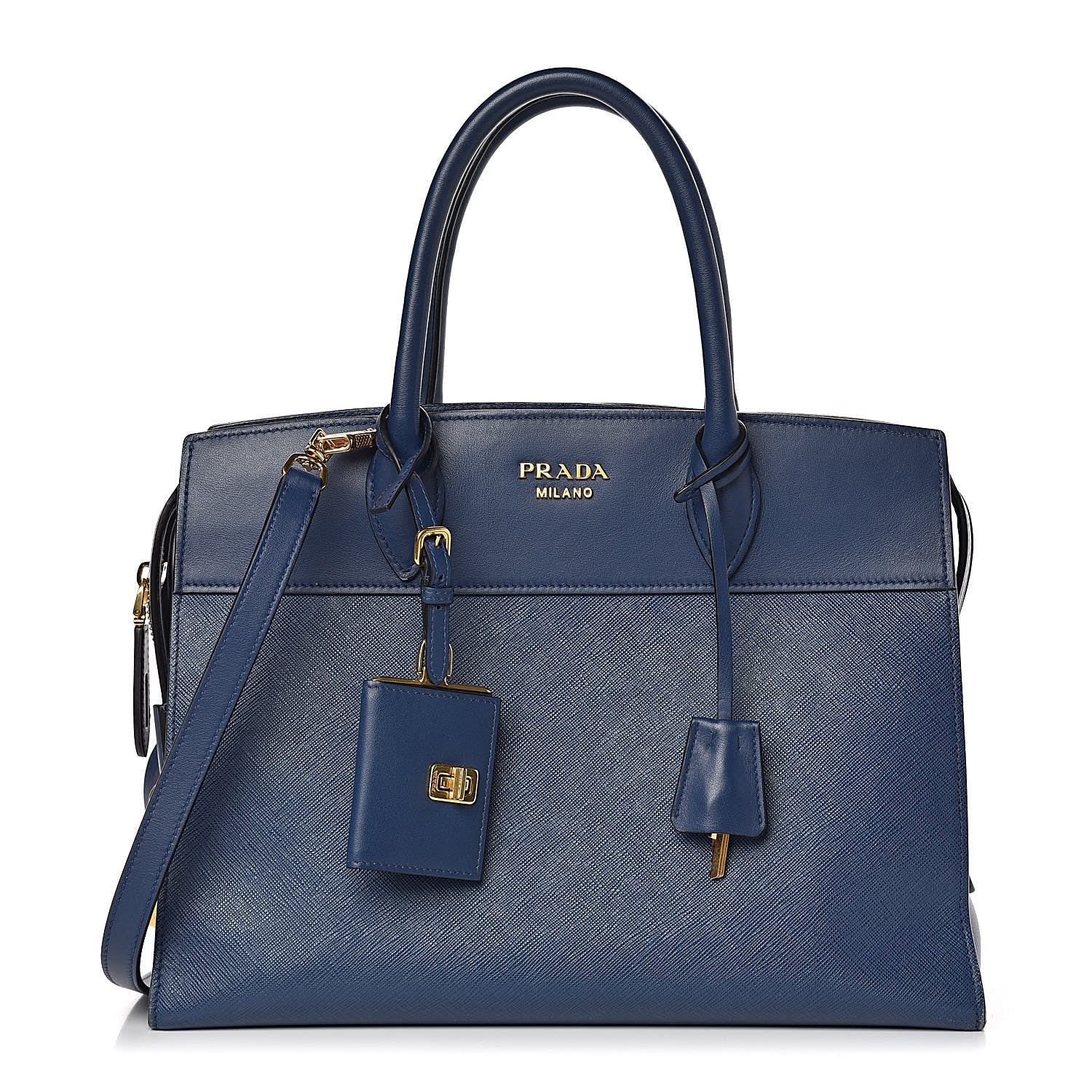 Prada Saffiano City Calfskin Medium Esplanade Bleuette 1 of 12