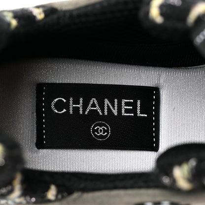 Chanel Tweed Suede Calfskin Grained Calfskin Womens CC Sneakers 38 Black Grey Dark Grey 8 of 9