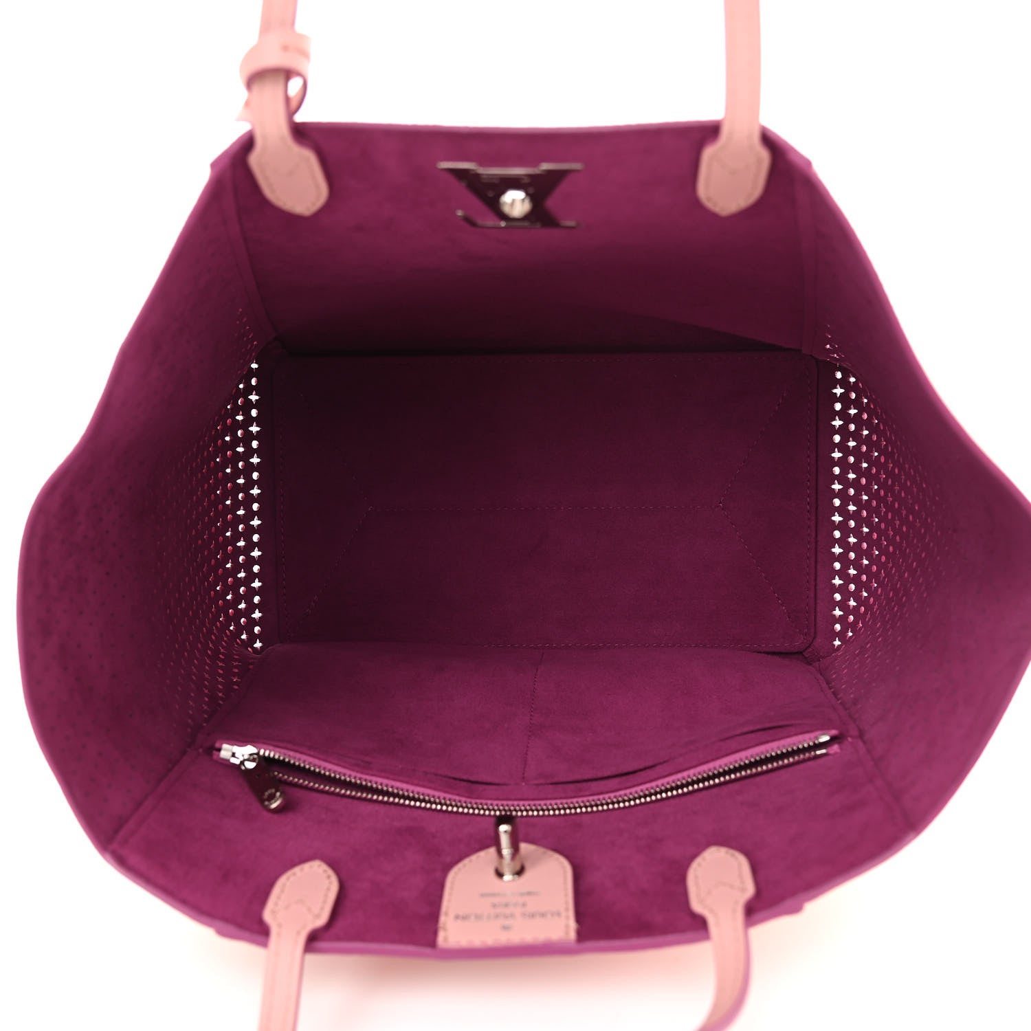 Louis Vuitton Calfskin Perforated Lockme Cabas Rose Poudre Creme 5 of 10