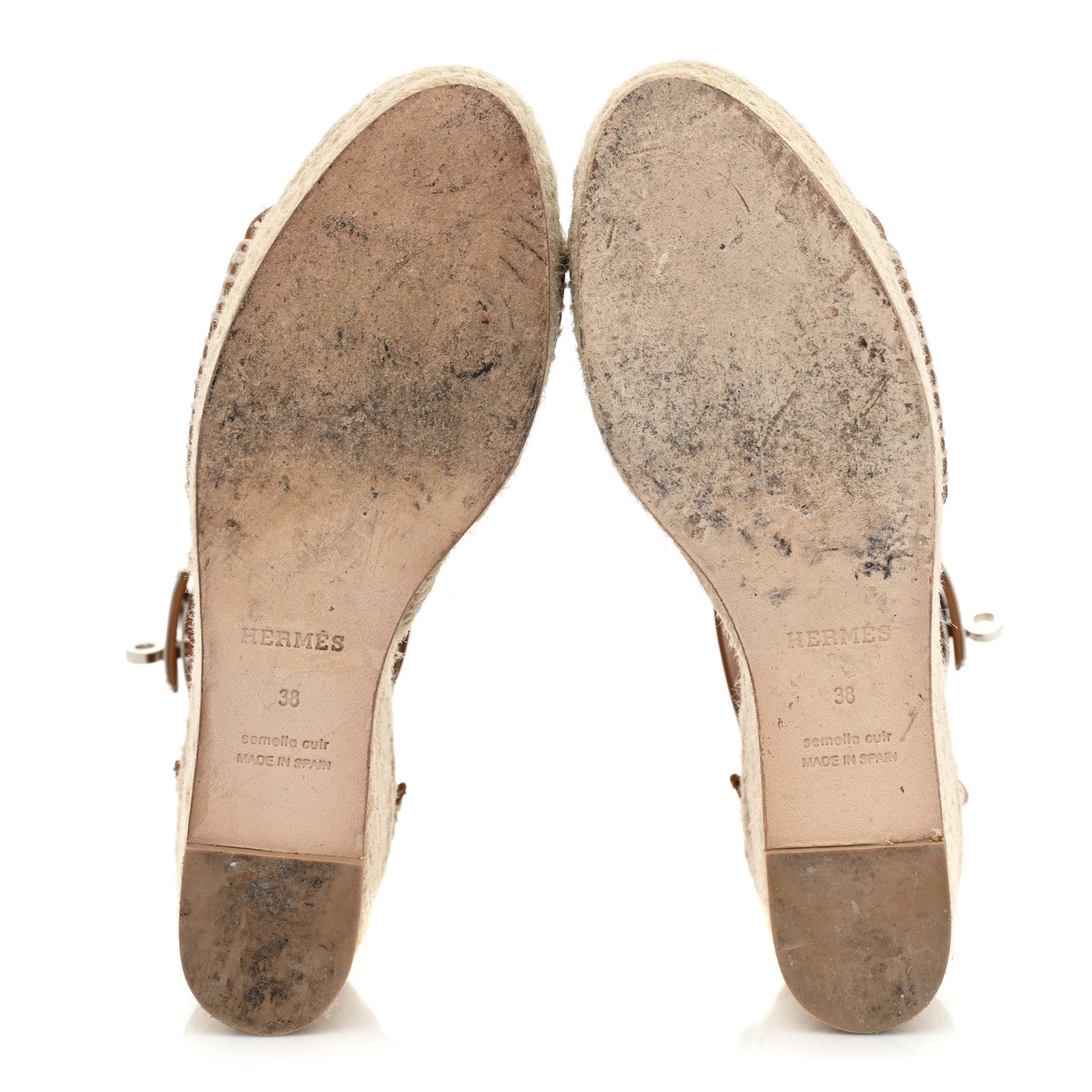 Hermes Calfskin Tivoli Espadrille Wedge Sandals 38 Naturel 5 of 11