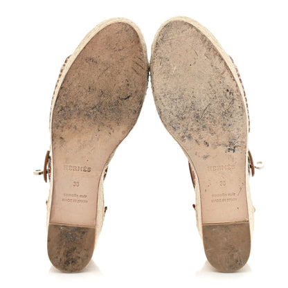 Hermes Calfskin Tivoli Espadrille Wedge Sandals 38 Naturel 5 of 11