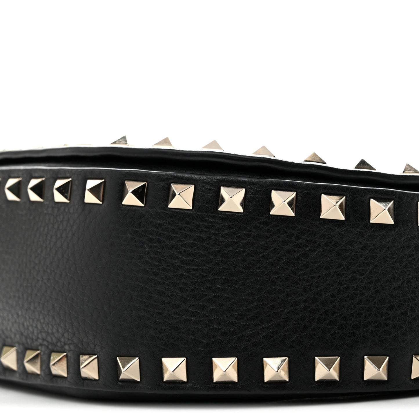 Grained Calfskin Rockstud Saddle Bag Black