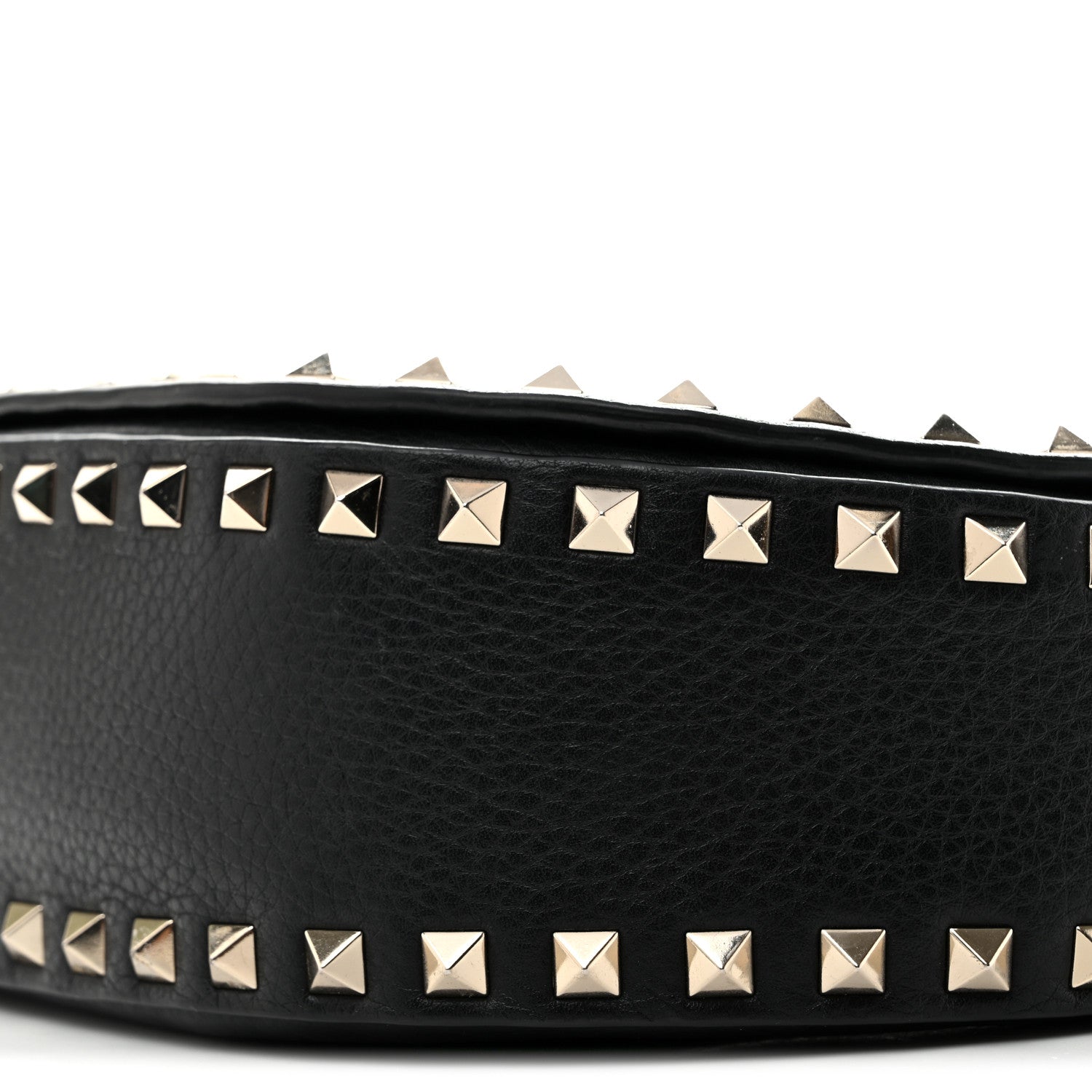 Valentino Garavani Grained Calfskin Rockstud Saddle Bag Black 9 of 14