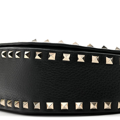 Valentino Garavani Grained Calfskin Rockstud Saddle Bag Black 9 of 14