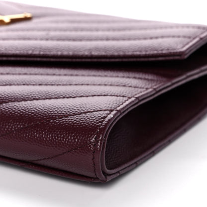 Saint Laurent Grain De Poudre Matelasse Chevron Monogram Envelope Clutch Rouge Legion 10 of 14